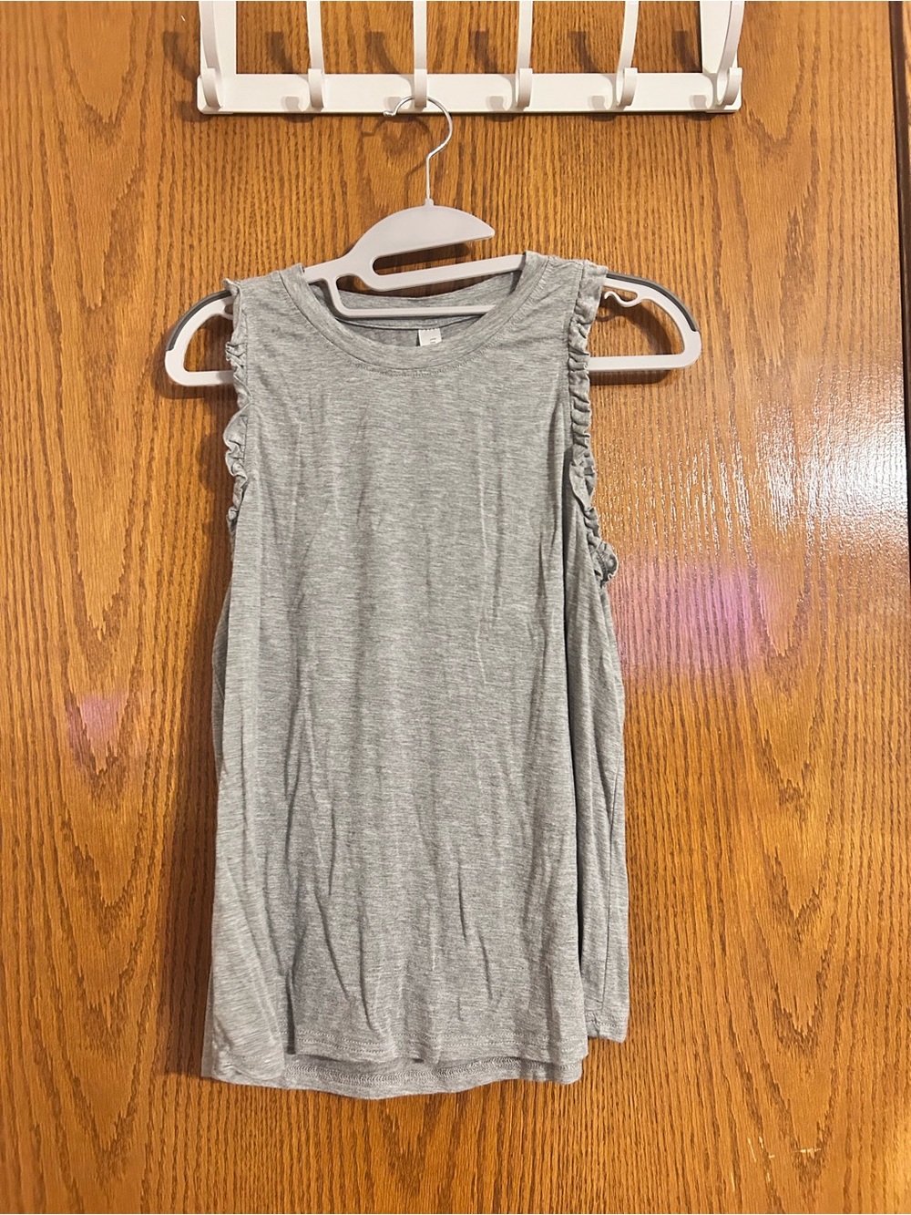 Lightweight Gray Ruffle-Sleeve Tank Top